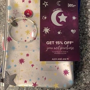 Alex and Ani bracelet and makeup bag